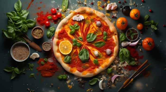 Palate Pleasing Irresistible Food Styling Cuisine Photo: Roasted Red Pepper Pesto Pizza is a delicious and easy-to-make meal that is perfect for a quick dinner or a fun weekend lunch. To make this pizza, you will need a pizza crust and some roasted red pepper pesto and a few other goodies.